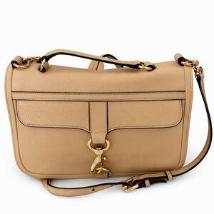 Rebecca Minkoff Pebbled Leather Crossbody Bag Beige Gold Hardware